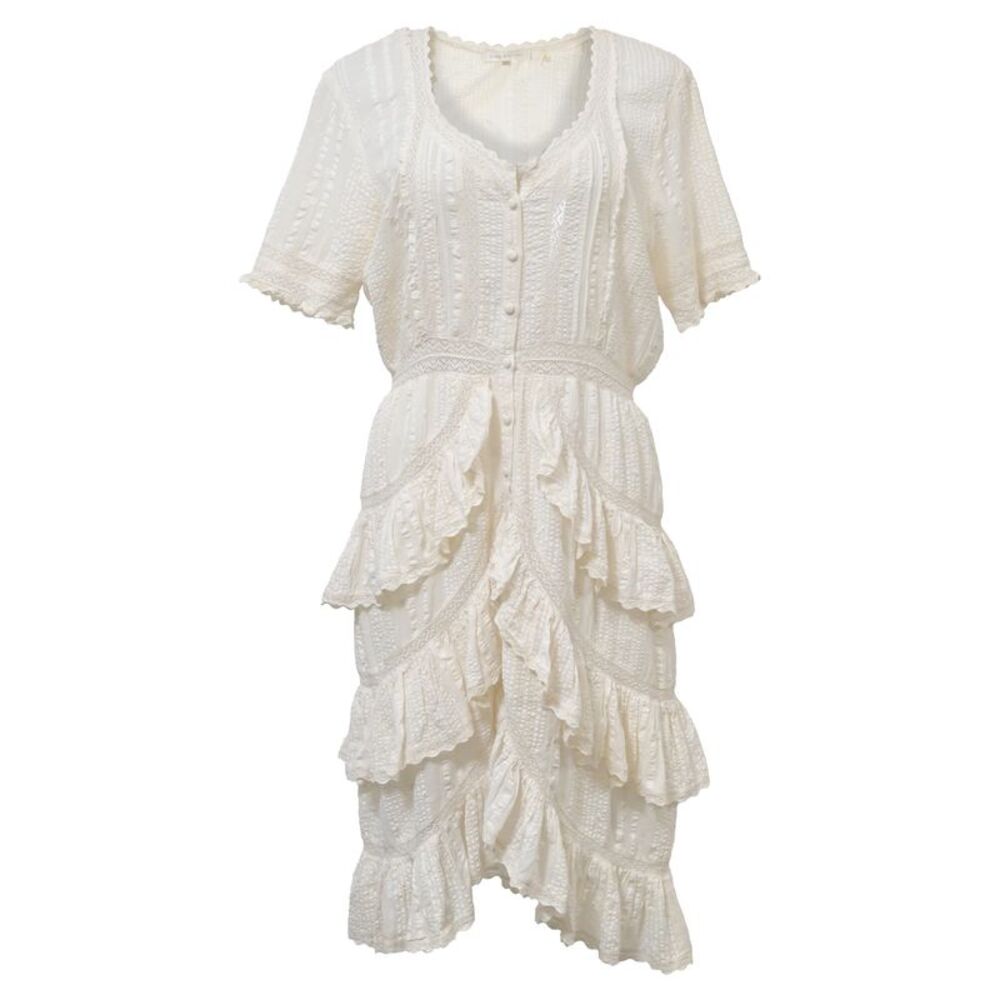 LoveShackFancy Tiered Ruffle Dress in Cream Cotton